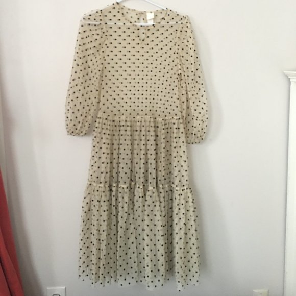 H&M Cream mesh black polka dot dress - Picture 1 of 7